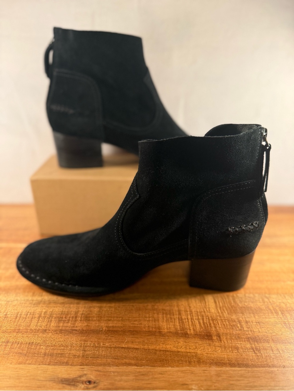 UGG Bandara Black Suede Block Heel Ankle Boots Size 8.5